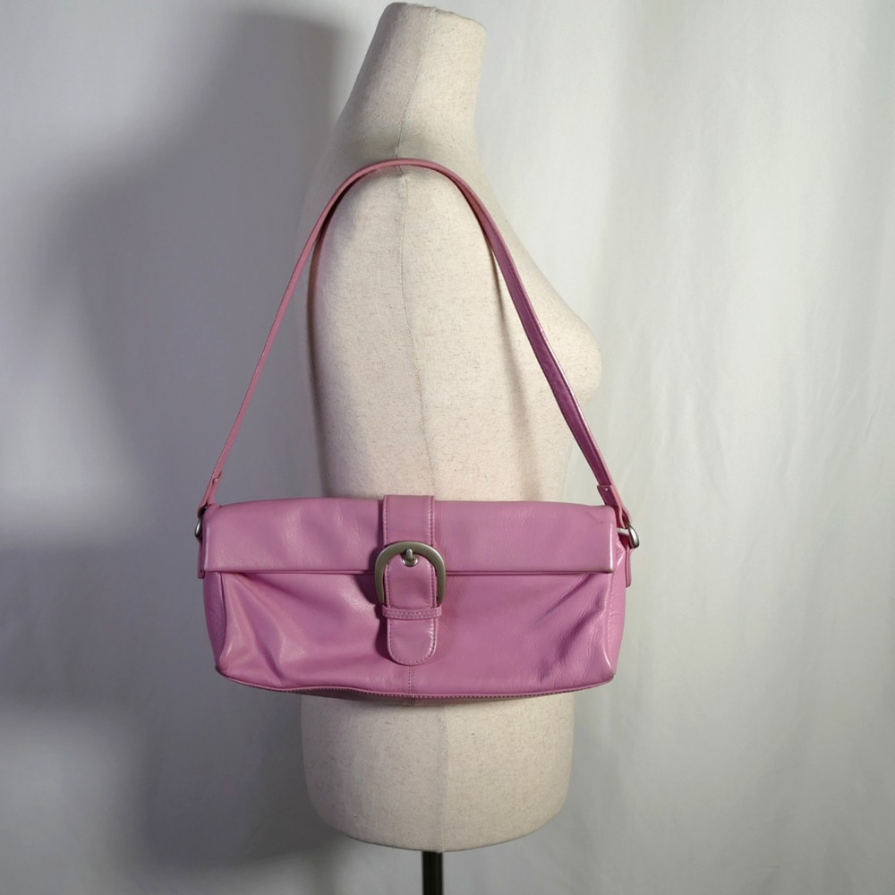 ILI New York Womens Y2K Leather Baguette Shoulder Bag Purse Pink Preppy Coquette